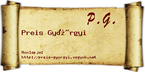 Preis Györgyi névjegykártya